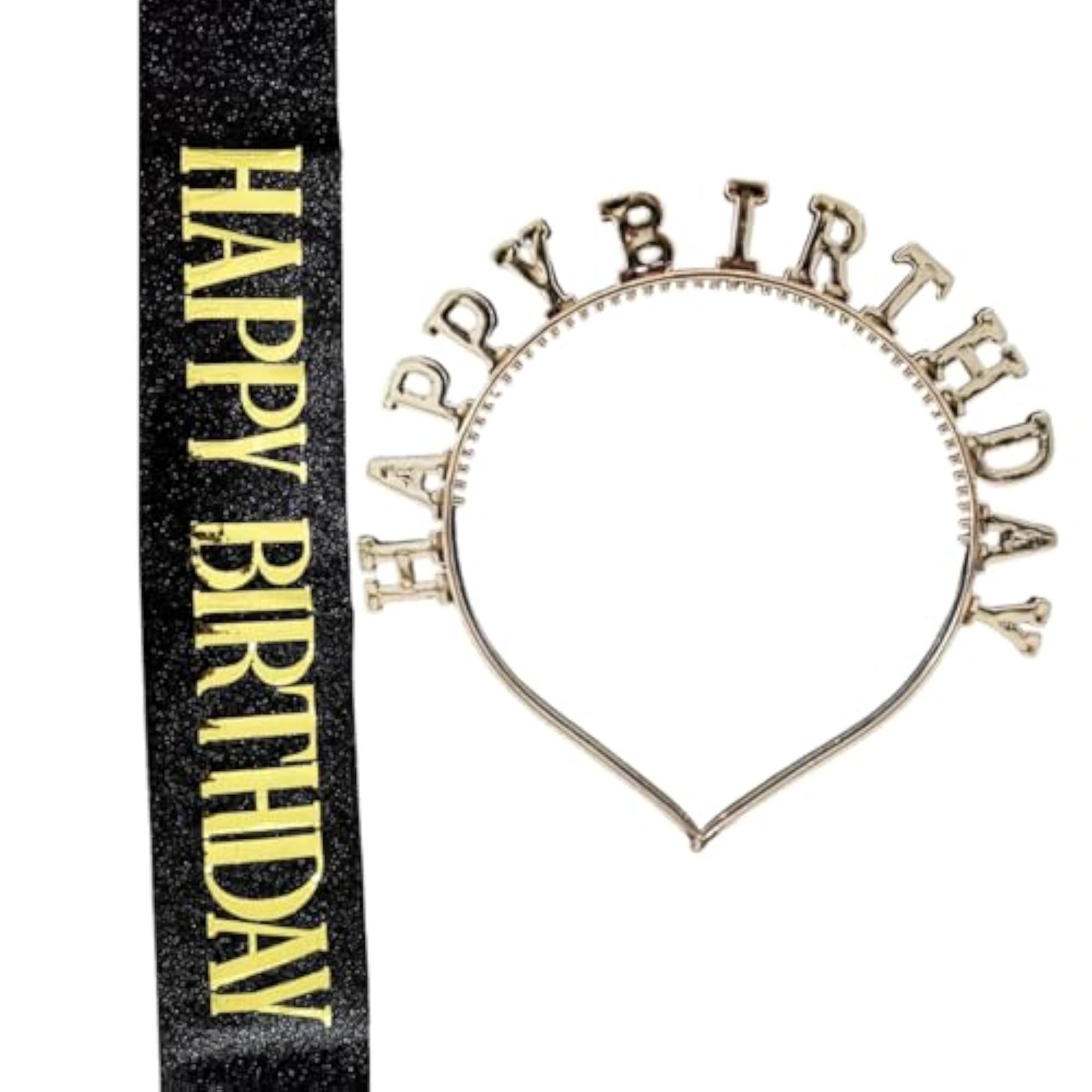 Happy Birthday Tiara Crown Headband with Birthday Sash